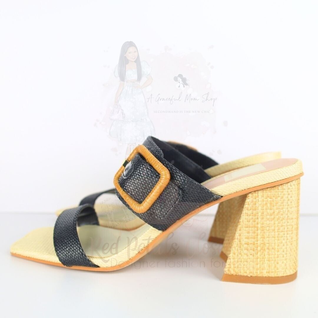 Dolce Vita Women's Posy Slip On Blocked Heel Sandals Size 7 Tan-Black