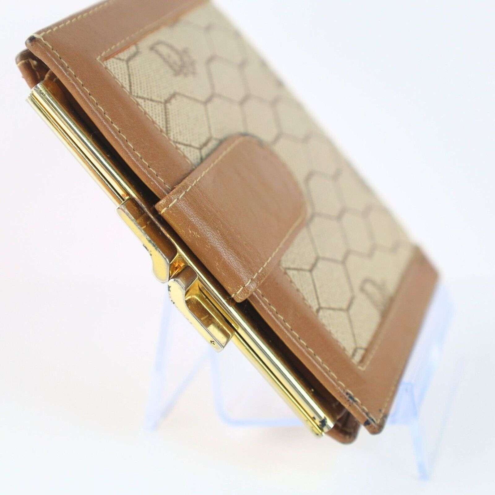 Vintage Christian Dior Honeycomb Brown Purse Wallet for Women