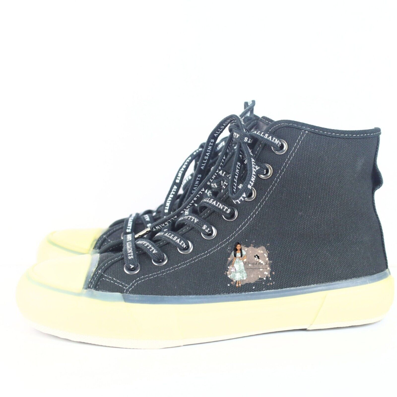 All Saints Jaxon High Top Canvas Men Sneakers Black Size 8M- 0078, 0079