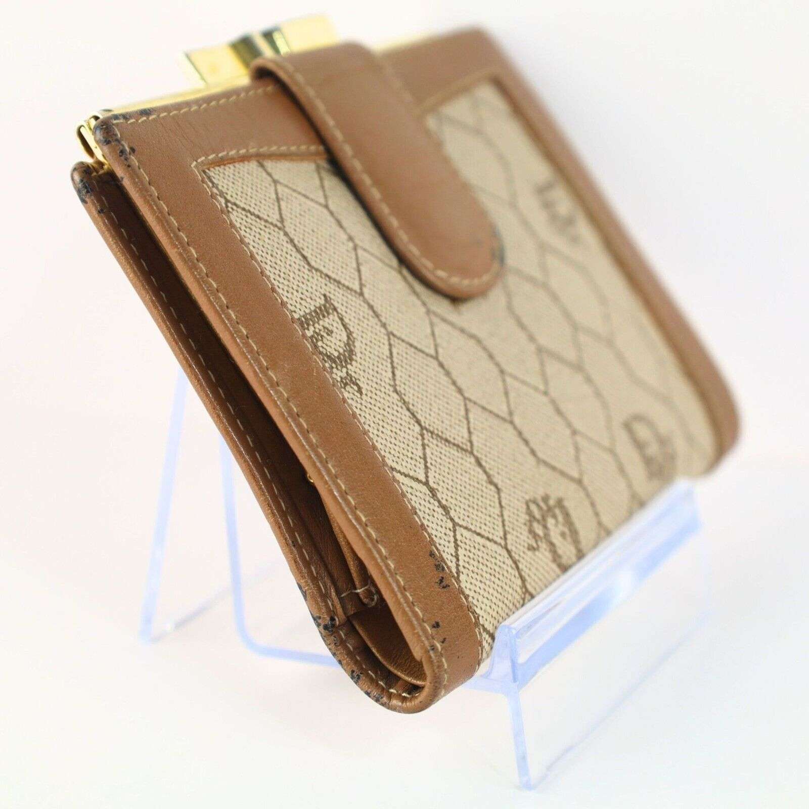 Vintage Christian Dior Honeycomb Brown Purse Wallet for Women
