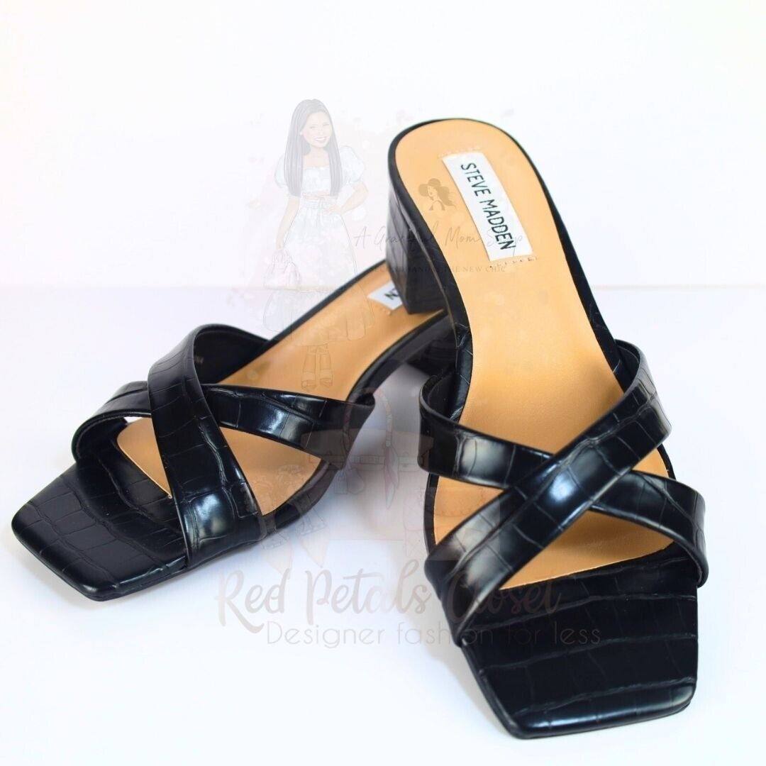Steve Madden Women's Gaia Slip On High Heel Sandals - Black, Size 8