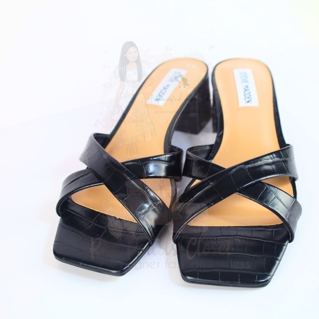Steve Madden Women's Gaia Slip On High Heel Sandals - Black, Size 8