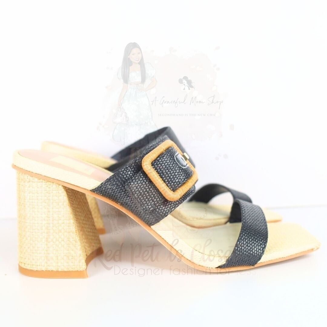 Dolce Vita Women's Posy Slip On Blocked Heel Sandals Size 7 Tan-Black