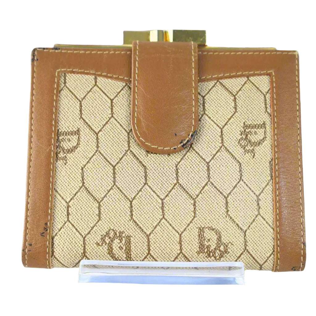 Vintage Christian Dior Honeycomb Brown Purse Wallet for Women