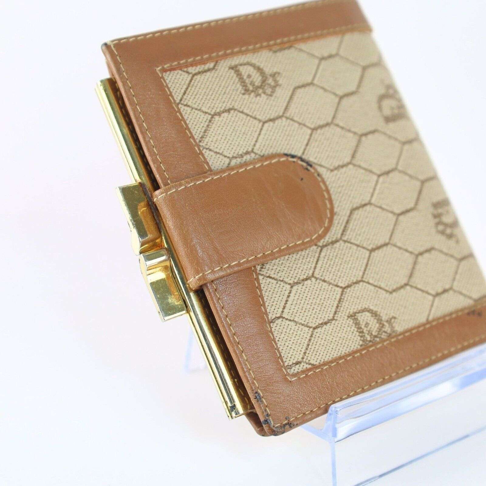 Vintage Christian Dior Honeycomb Brown Purse Wallet for Women