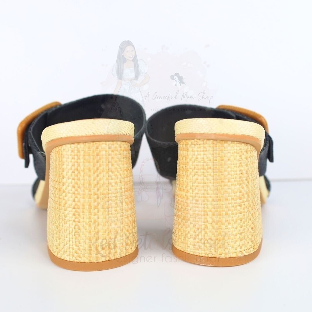 Dolce Vita Women's Posy Slip On Blocked Heel Sandals Size 7 Tan-Black