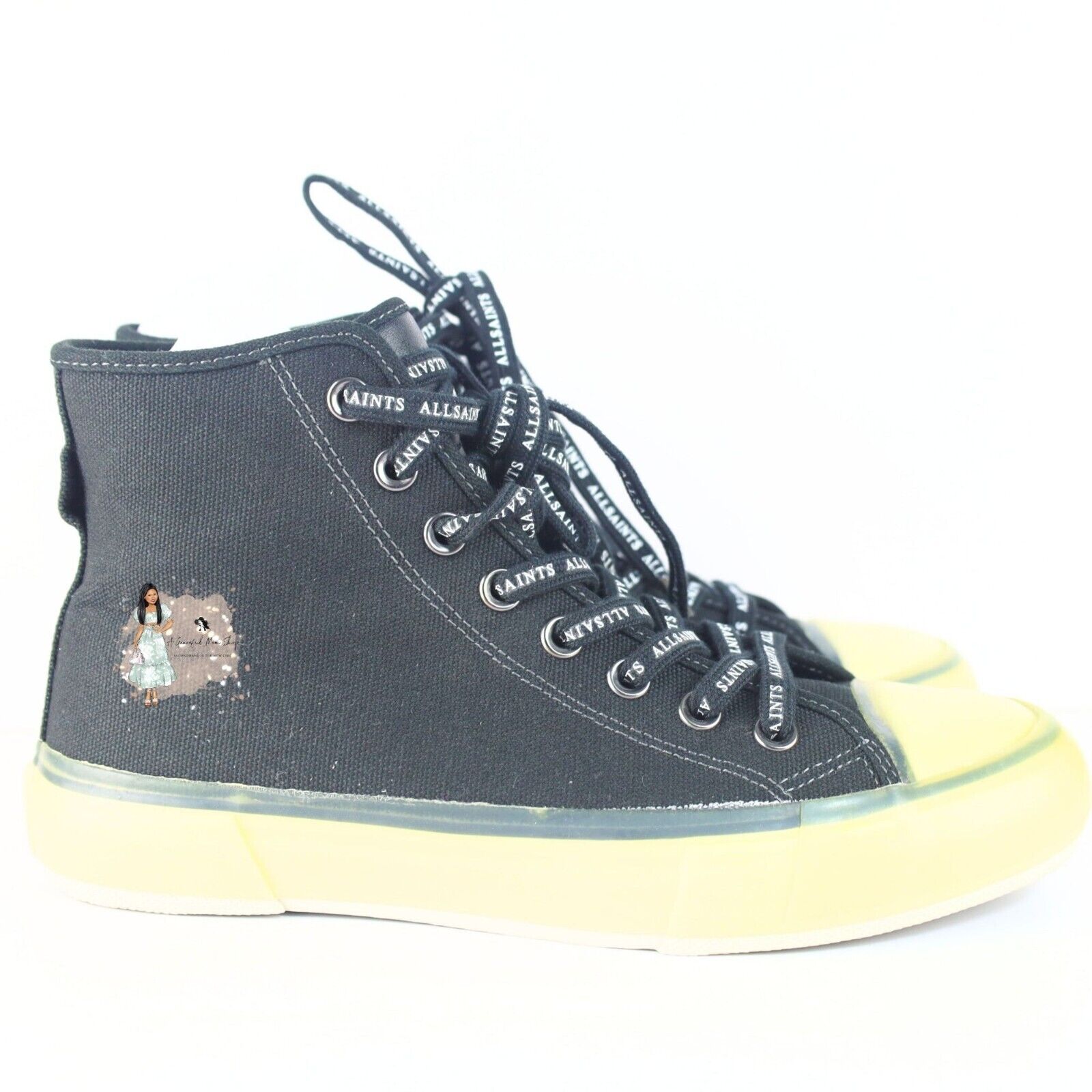 All Saints Jaxon High Top Canvas Men Sneakers Black Size 8M- 0078, 0079