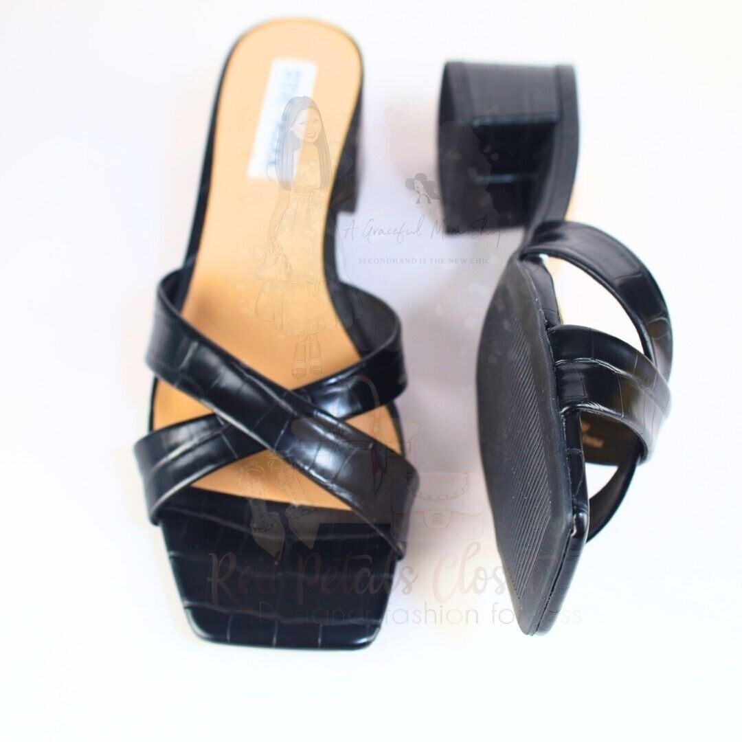 Steve Madden Women's Gaia Slip On High Heel Sandals - Black, Size 8