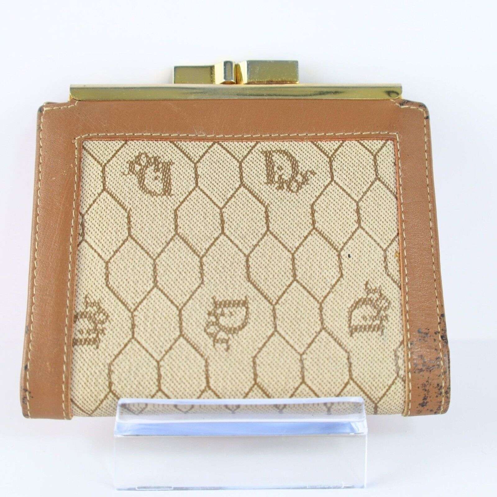 Vintage Christian Dior Honeycomb Brown Purse Wallet for Women