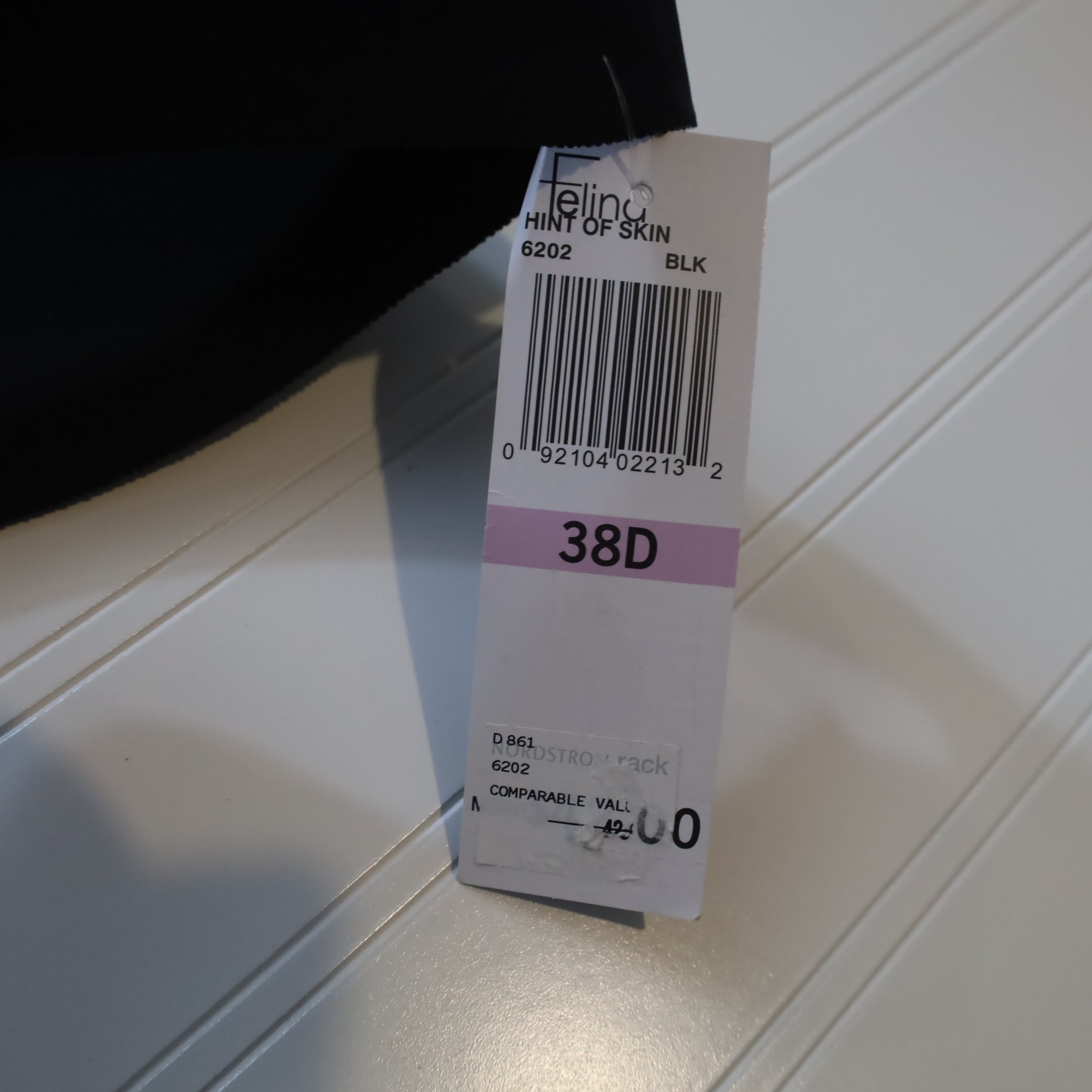 Felina 'Hint of Skin 6202' Underwire Strapless Bra Black Size 38D