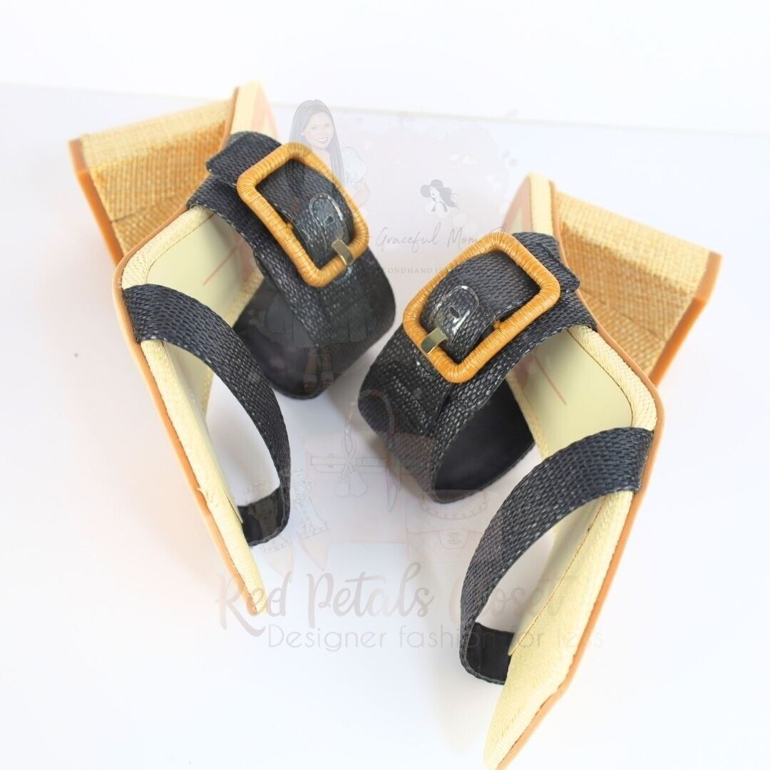 Dolce Vita Women's Posy Slip On Blocked Heel Sandals Size 7 Tan-Black