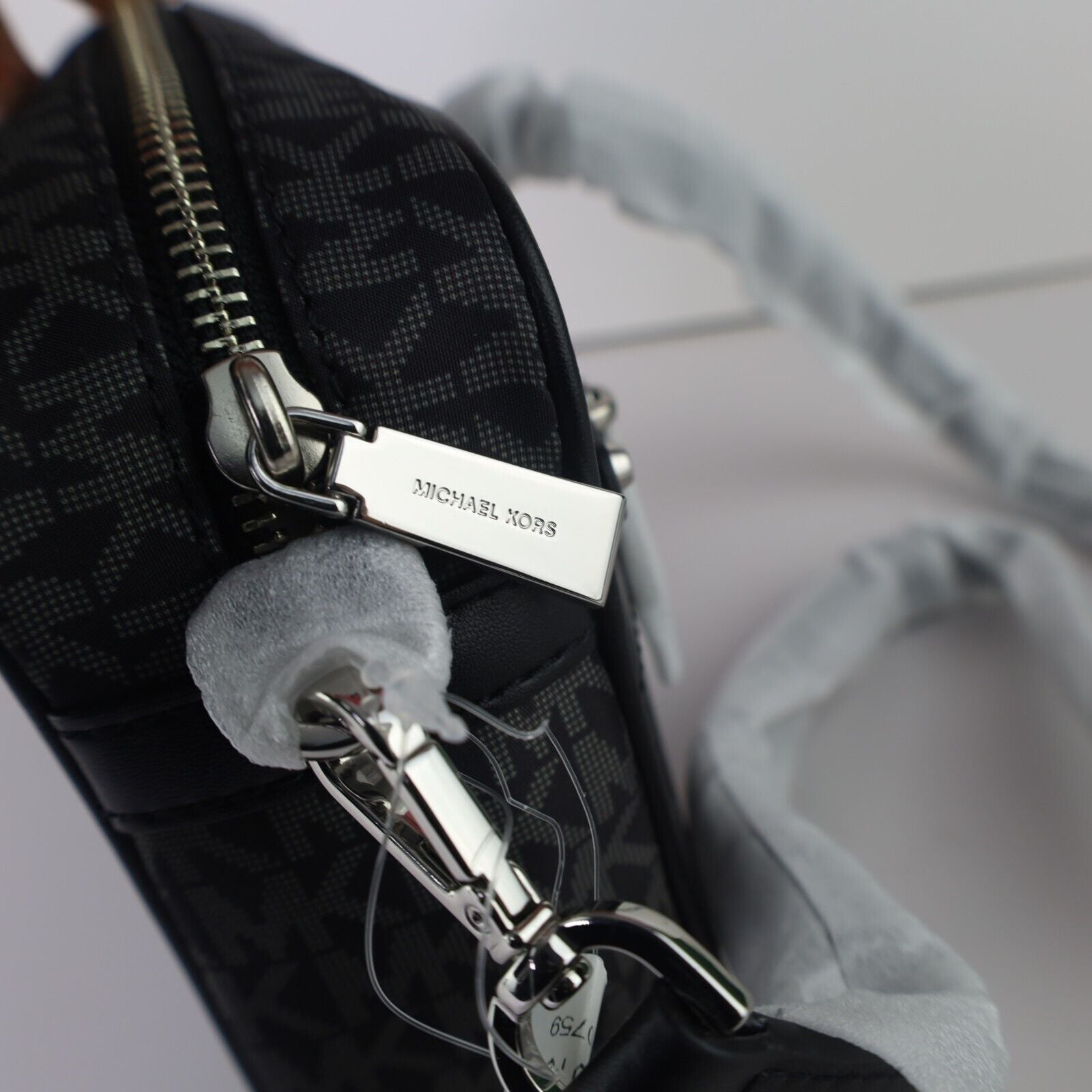 Michael Kors Jet Set Signature Logo Charm Large East West Crossbody Bag Black