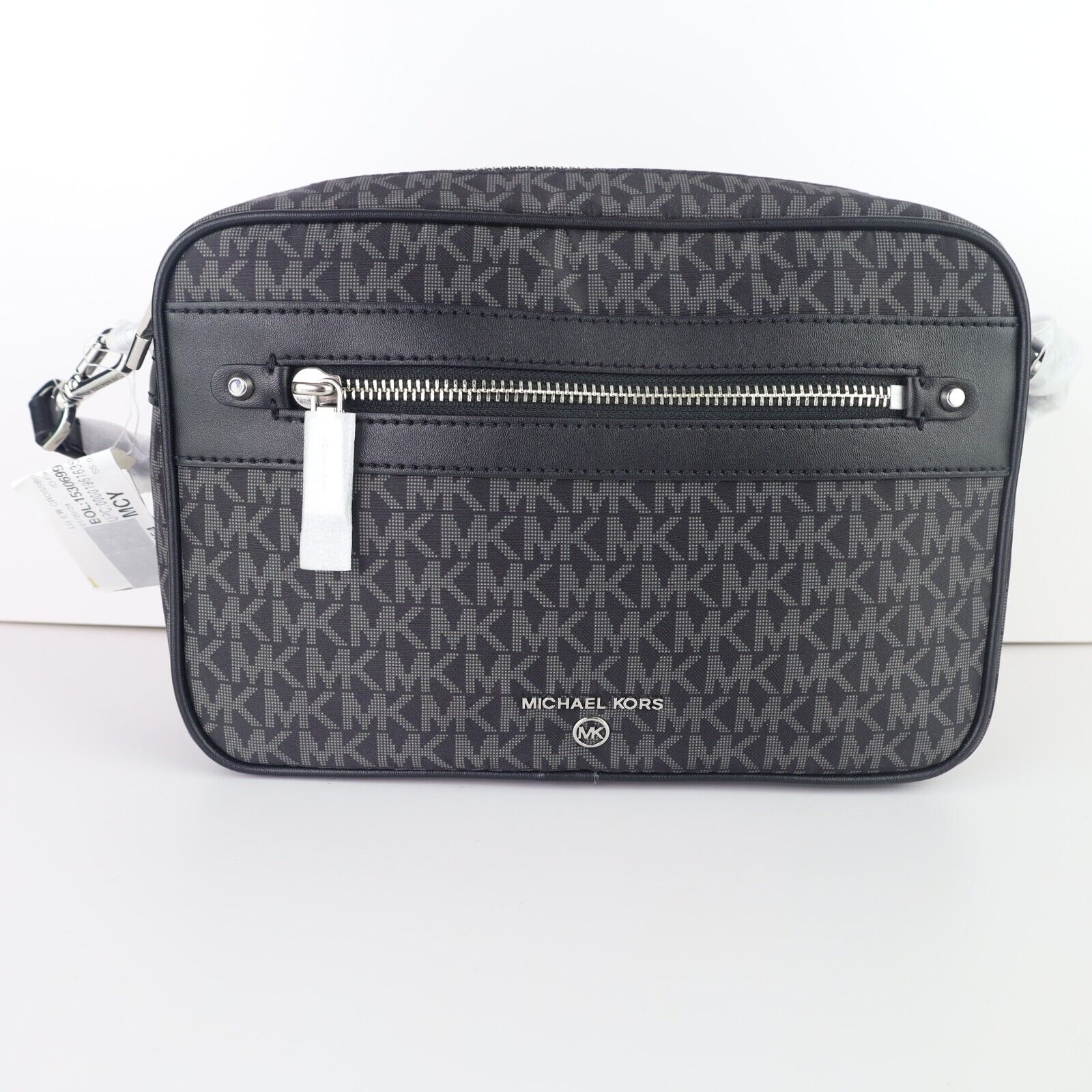Michael Kors Jet Set Signature Logo Charm Large East West Crossbody Bag Black