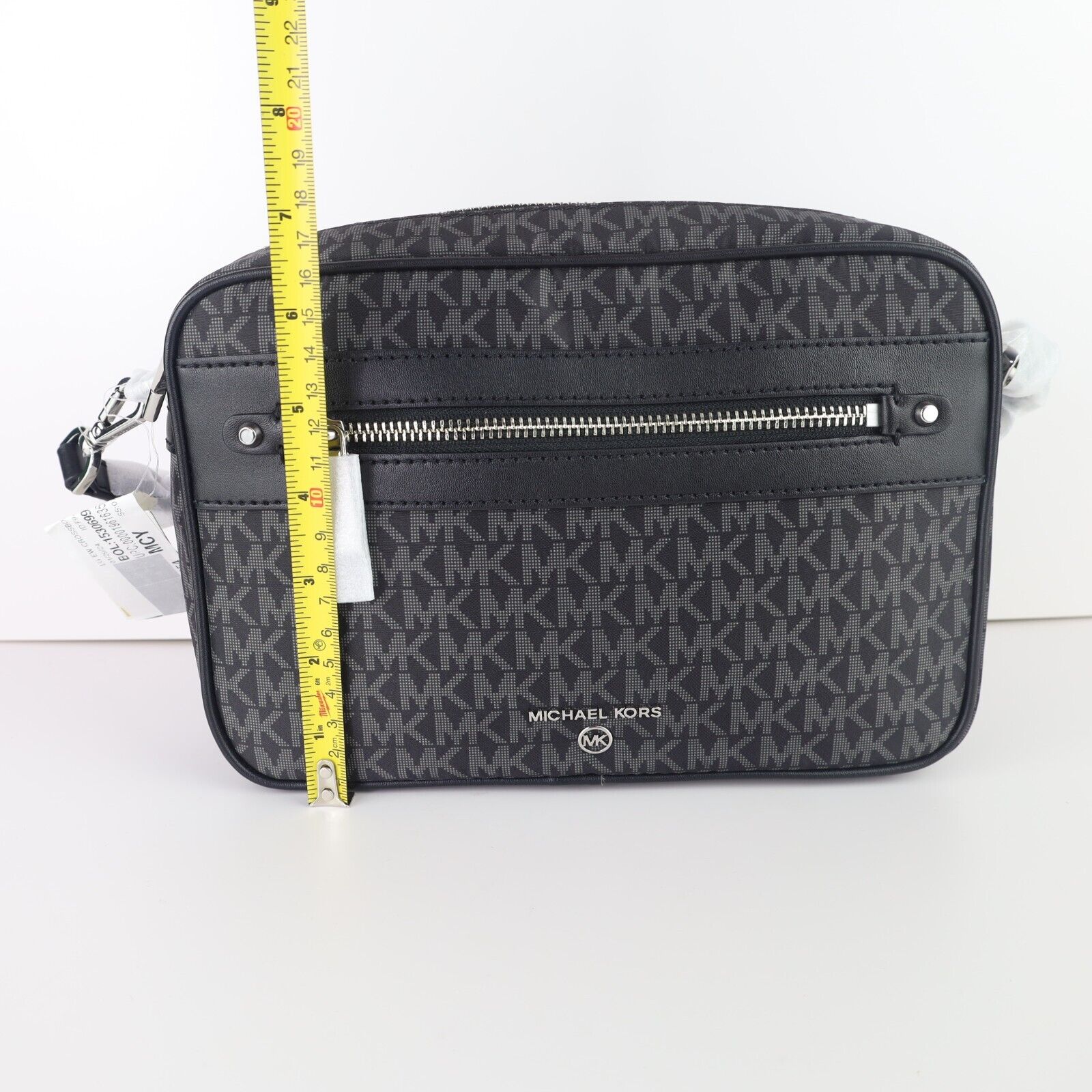 Michael Kors Jet Set Signature Logo Charm Large East West Crossbody Bag Black