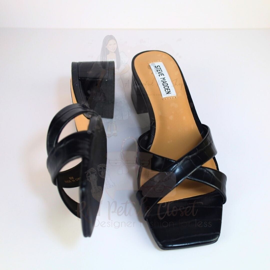 Steve Madden Women's Gaia Slip On High Heel Sandals - Black, Size 8